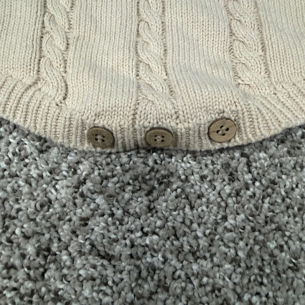 Luna + Luca Organics Beige Cable Knit Romper Bodysuit 12-18M Long Sleeve Oatmeal